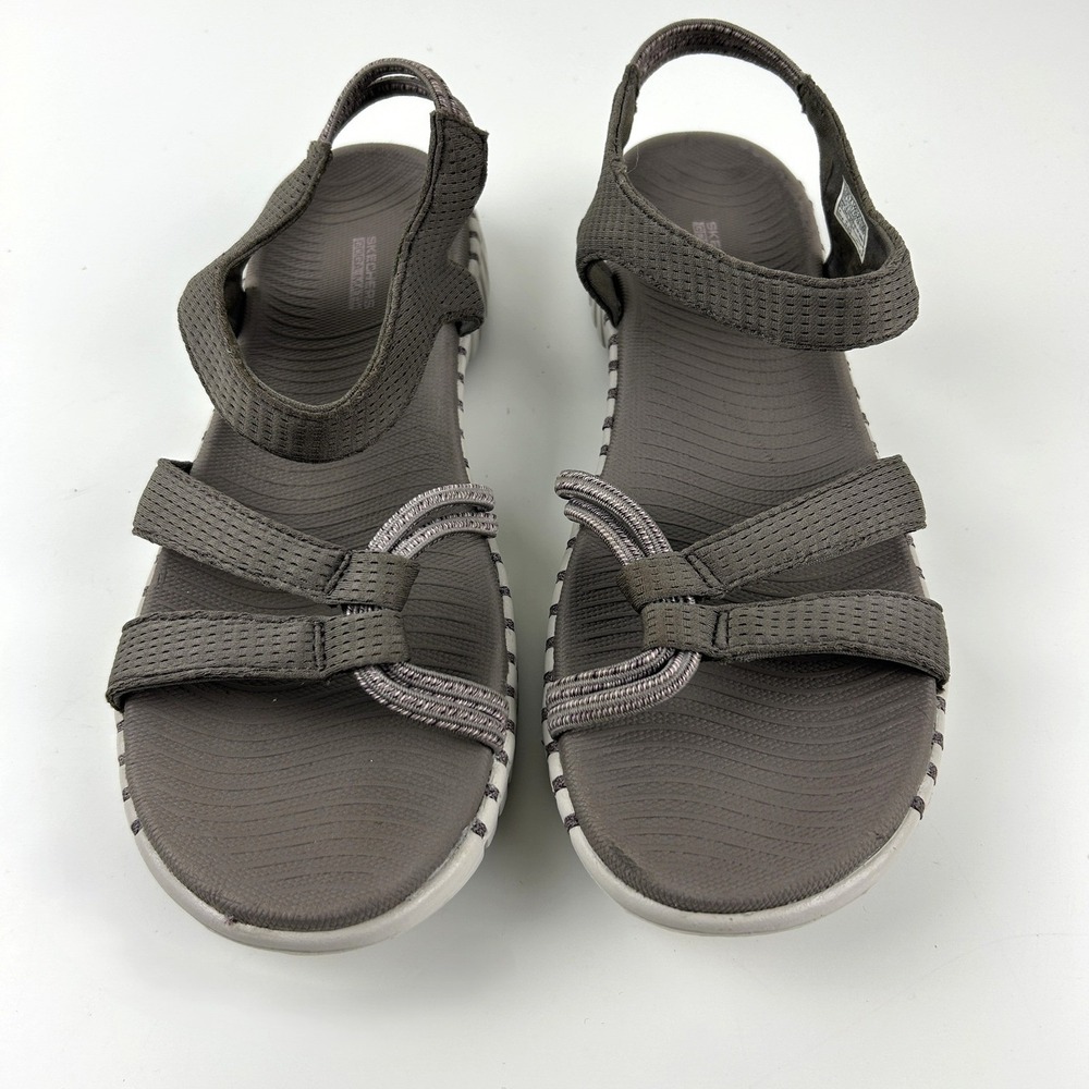Skechers Goga Mat GO Walk Smart Flirty Womens 10 Sandals Gray Strappy Stretch